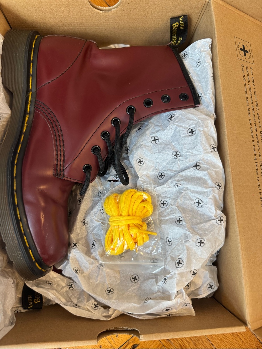 Dr. Martens 8-Eye Leather Boots in Cherry/Bordeaux - Picture 8 of 12